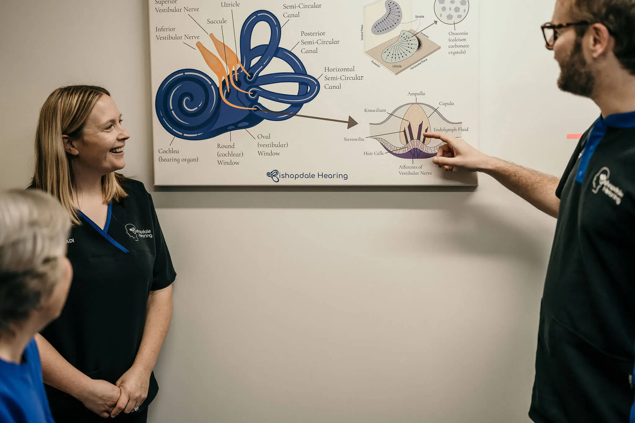 Bishopdale Hearing staff discussing balance & vertigo